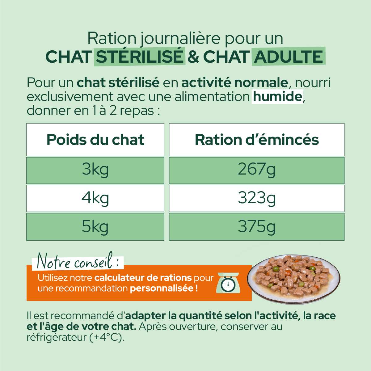 Émincés en sauce BIO au saumon et aux petits pois carottes (Chat adulte)