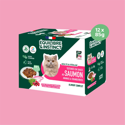 Effilés au saumon, ananas & cranberries (Chat stérilisé et Chat adulte)
