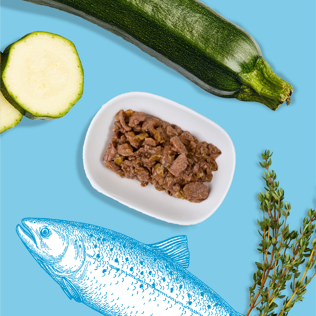 Effilés à la truite, courgettes & thym (Chat stérilisé et Chat adulte)
