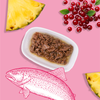 Effilés au saumon, ananas & cranberries (Chat stérilisé et Chat adulte)