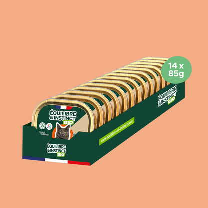 Terrines BIO au poulet et aux petits pois carottes (Chat adulte)