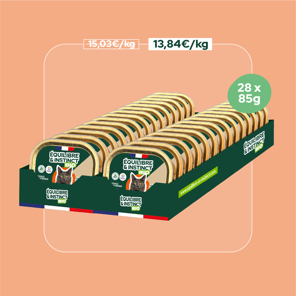 Terrines BIO au poulet et aux petits pois carottes (Chat adulte)