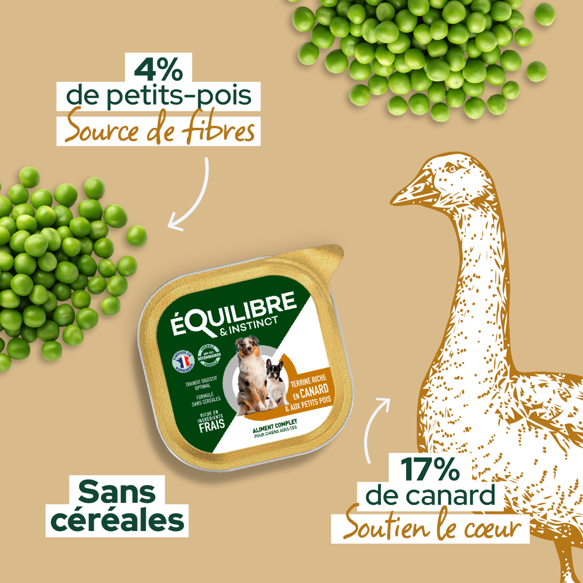 Pâtées riches en canard & aux petits pois (Chien adulte)