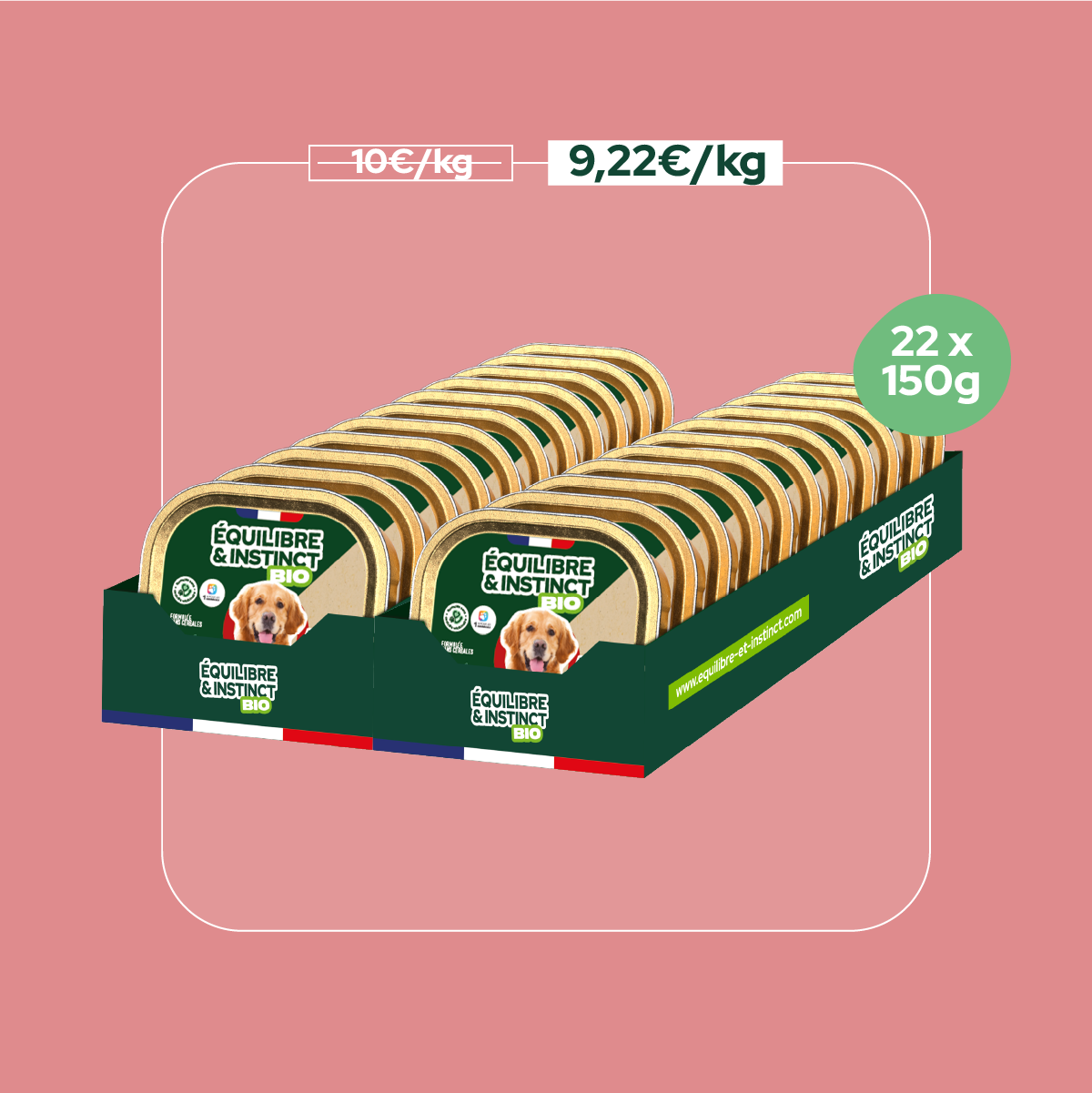 Terrines BIO au bœuf et aux petits pois carottes (Chien adulte)