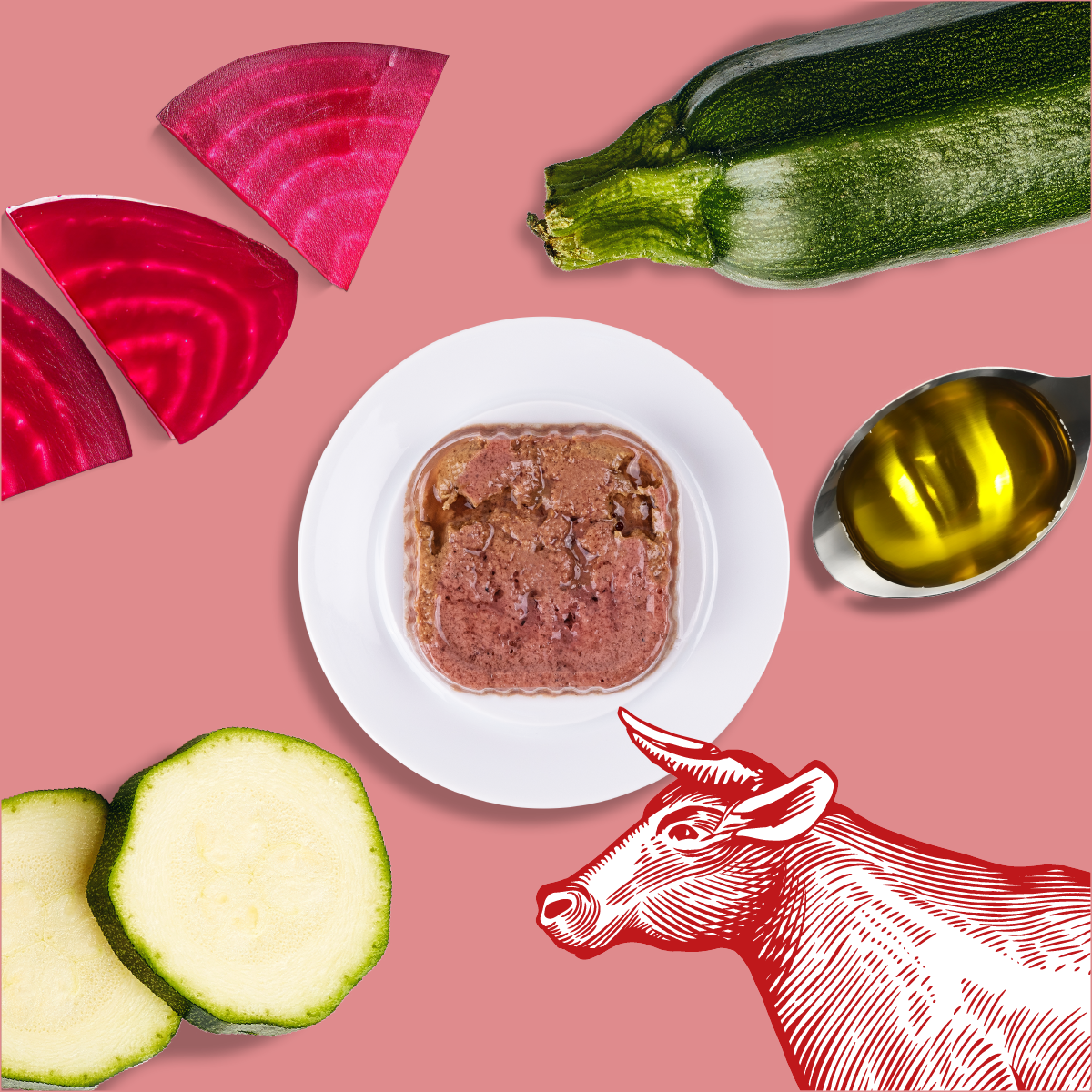 Pâtées riches en bœuf & aux courgettes (Chat stérilisé et Chat adulte)