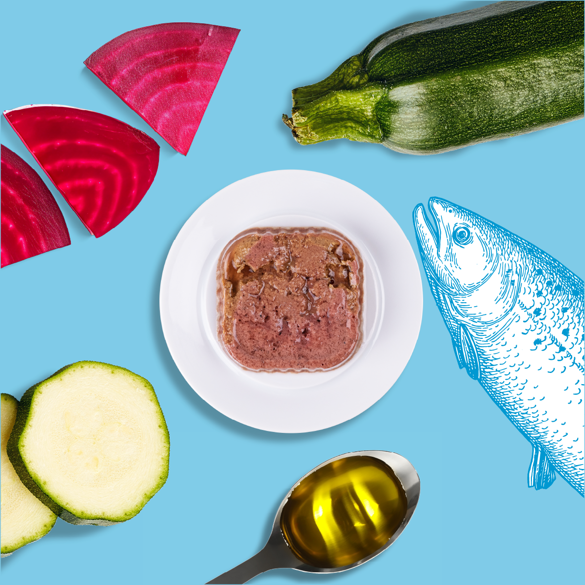 Pâtées riches en poisson & aux courgettes (Chat âgé)