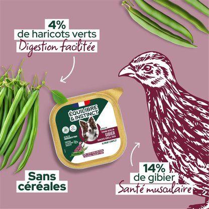 Pâtées riches en gibier, haricots verts & thym (Chien adulte)