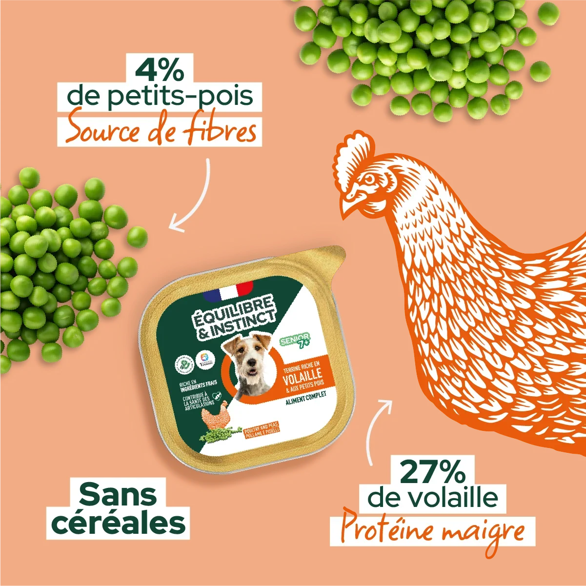 Pâtées riches en volaille & aux petits pois (Chien âgé)