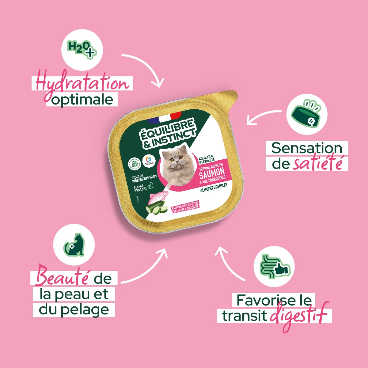 Pâtées riches en saumon & aux courgettes (Chat stérilisé et Chat adulte)