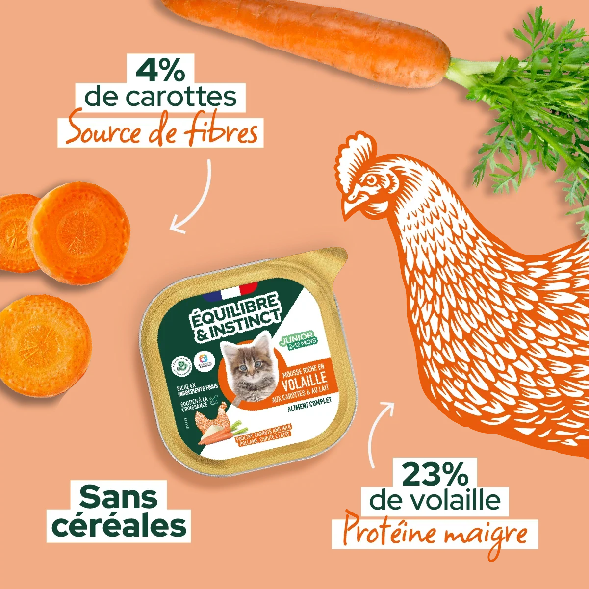 Mousses riches en volaille & aux carottes (Chaton)