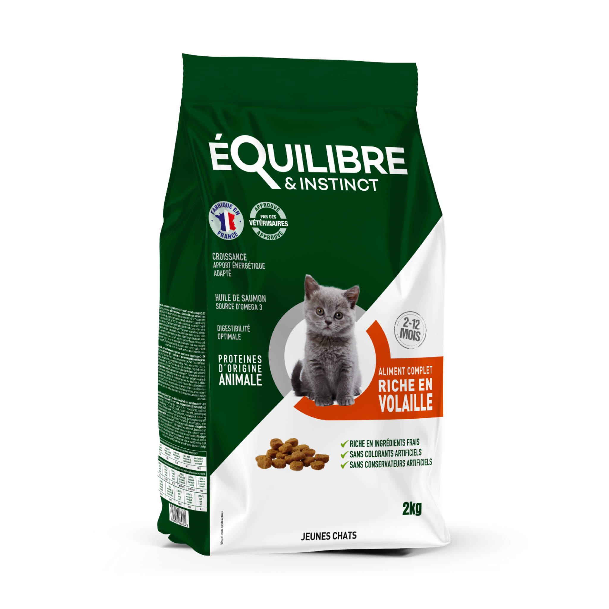 Croquettes pour chaton riches en volaille fraiche en sac de 2kg