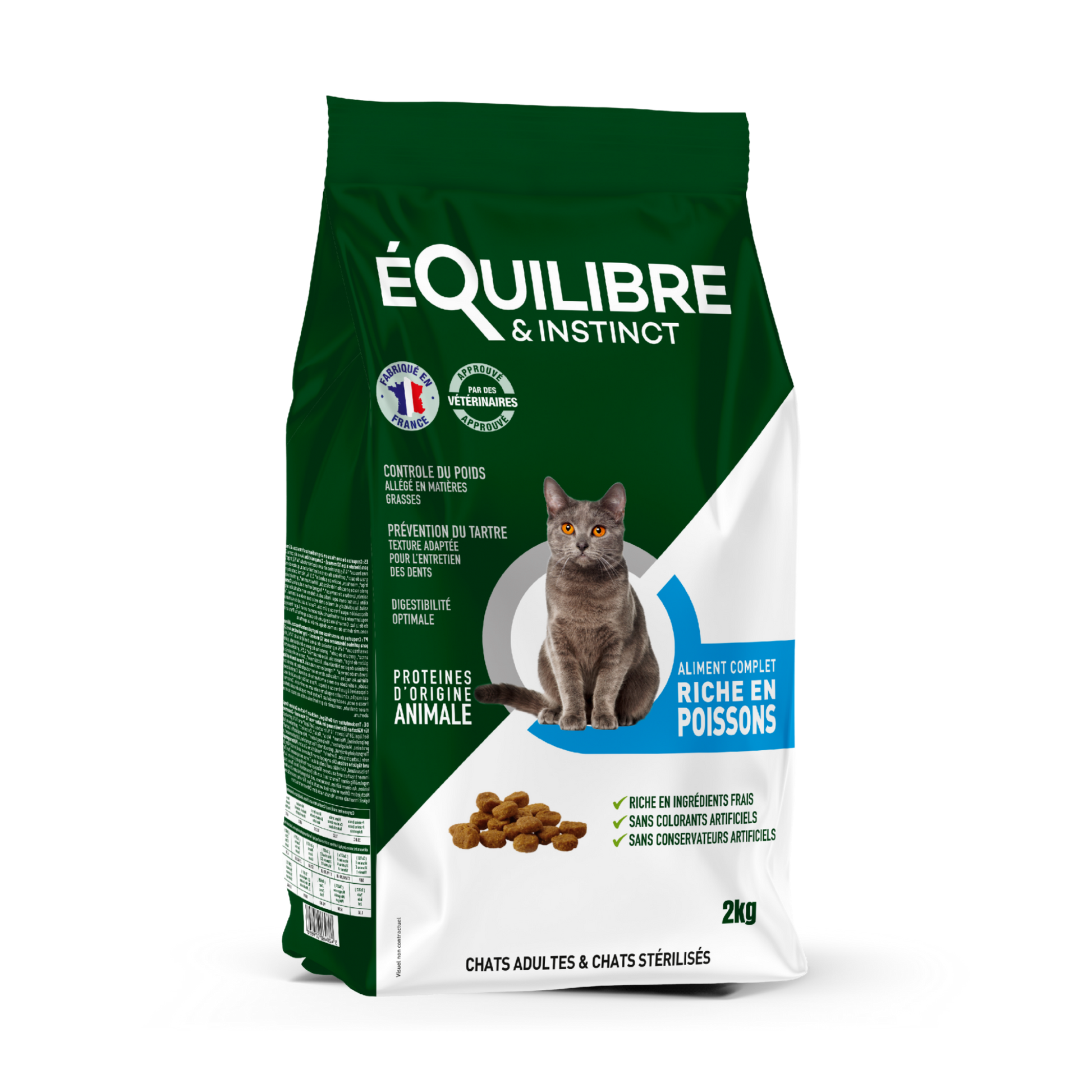 Croquettes pour chat stérilisé riches en poissons blancs frais en sac de 2kg