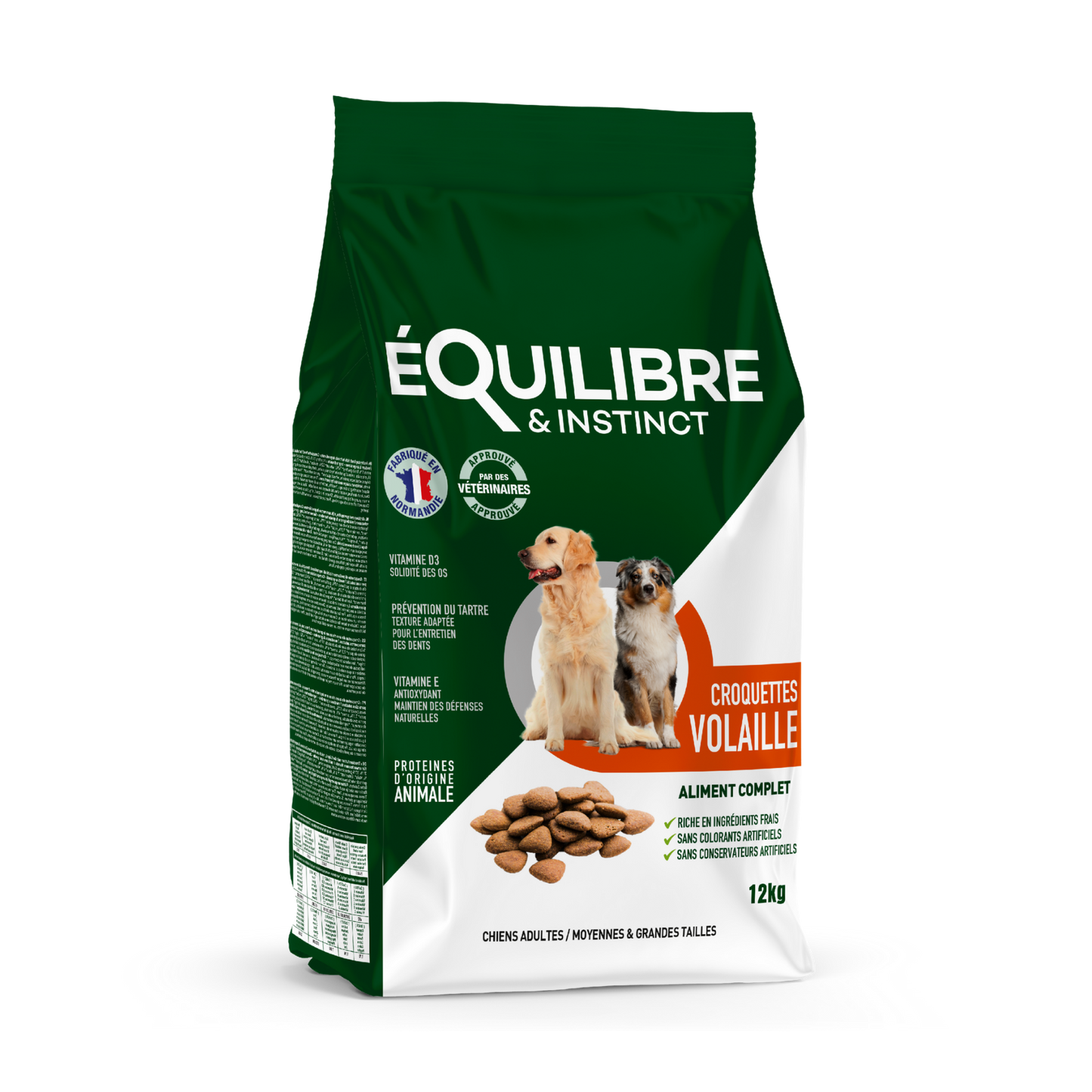 Croquettes pour chien adulte de moyenne / grande taille riches en volaille fraiche en sac de 12kg