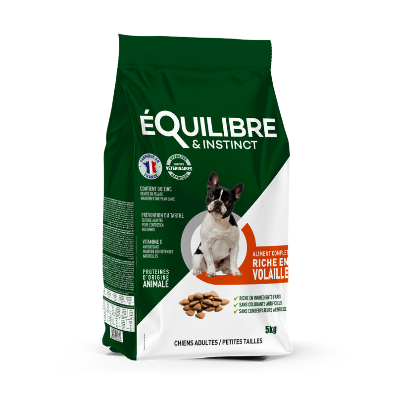 Croquettes pour chien adulte de petite taille riches en volaille fraiche en sac de 5kg
