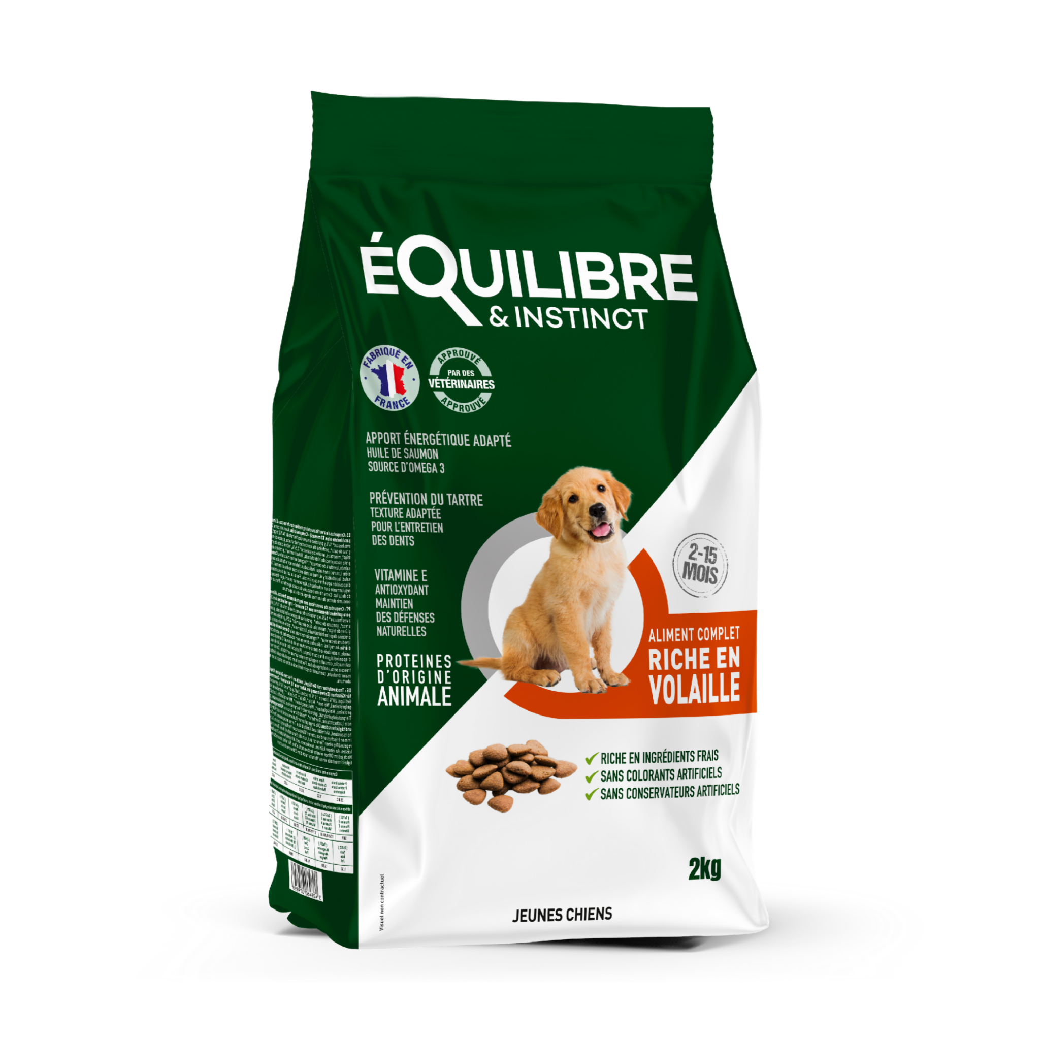Croquettes pour chiot riches en volaille fraiche en sac de 2kg