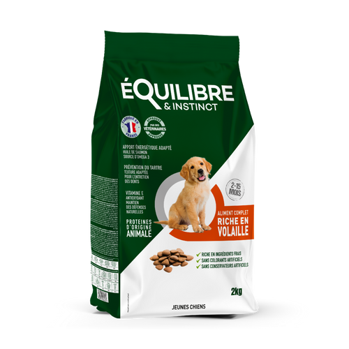 Croquettes pour chiot riches en volaille fraiche en sac de 2kg