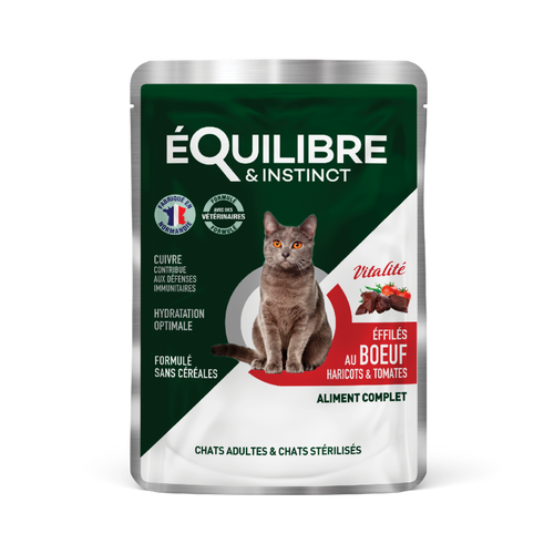 Nourriture humide pour chat stérilisé en sachet fraicheur au parfum bœuf, haricots et tomates