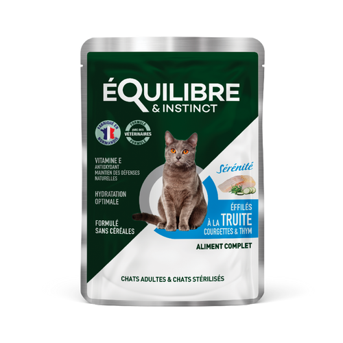 Nourriture humide pour chat stérilisé en sachet fraicheur au parfum truite, aux courgettes et au thym - Équilibre & Instinct